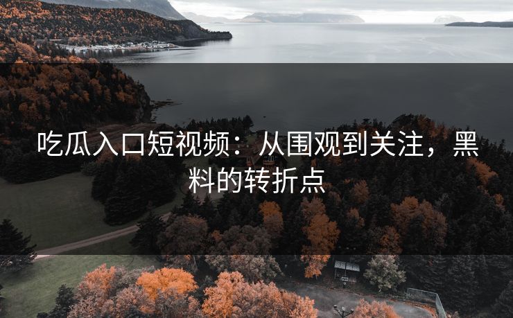 吃瓜入口短视频：从围观到关注，黑料的转折点